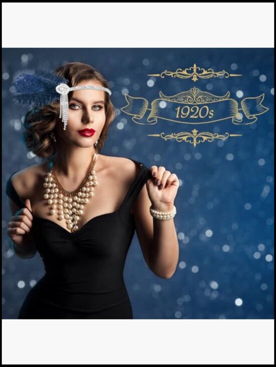 Vintage 1920s Flapper Feather Headband Crystal Rhinestone Gatsby Party Hair main image 5